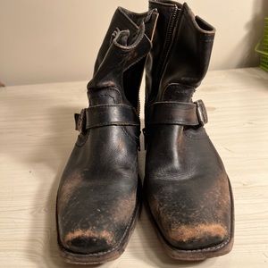 Frye black engineer bootie